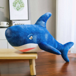Simuleeritud hai nukk pl&uuml;&uuml;sm&auml;nguasi akvaarium suur hai laste kaltsnukk magamisvoodi padi s&uuml;nnip&auml;evakingitus naissoost 60cm（0.4kg） sinine