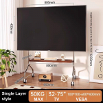 Rattadega liigutatav telerialus 32-75-tollisele LCD LED lame-/kumerpaneeliga telerile Telerik&auml;ru Kandev&otilde;ime kuni 50 kg Maksimaalne VESA 600x400mm must