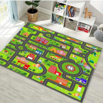 3D Prinditud Laste M&auml;ngumatt Linna Liikluskaart Suur Ala Vaip elutuppa Magamistuppa Laste M&auml;ngimiseks Libisemiskindel P&otilde;randakaunistus Matt Kingitus 40x60cm (16x24in) green