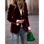 YYFS Naiste Mood Vabaaja &Uuml;hev&auml;rviline Tr&uuml;kiga S&uuml;gis-Talv Pikkade Varrukatega POLO Kaelusega Joped ja Mantlid M burgundiapunane