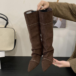 Mood Liyke Moodne Disain T&otilde;mblukuga Paelad P&otilde;lvp&uuml;ksid Naistele Vintage Terava Ninaga Sisemine K&otilde;rguse Suurendamine Pikk King Botas Mujer 35 pruun
