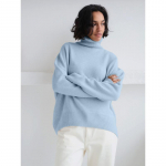 S&uuml;gis- ja talvine naiste kampsun &Uuml;hev&auml;rviline paksendatud kootud kampsun Mugav vabaaja avar k&otilde;rge kaelusega kampsun S