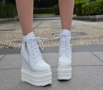 Mood 14CM Super K&otilde;rged Kontsad Platvorm Kiilkontsad K&otilde;rgust Suurendavad Naiste S&uuml;gis Pahkluusaapad 34 valge