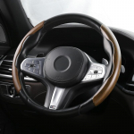 1paar puidust teraga auto rooliratta kate mahagonist teraga libisemisvastane silikoonist rooliv&otilde;imendi kate autole wood grain