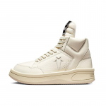 Rick Owens DRKSHDW x Converse Weapon Series Turbowpn Nahast Koost&ouml;&ouml;s Valmistatud Keskmise K&otilde;rgusega Retro Korvpallijalatsid Unisex Elevandiluu Valge 40.5