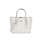 COACH Mollie Klassikaline &Uuml;ldtr&uuml;kiga T&otilde;mblukuga K&auml;e- ja &Otilde;lakott L&otilde;uendist ja Nahast K&auml;ekott 25 Naiste J&auml;&auml;valge Vintage Tr&uuml;kiga Gift Box Set (Basic Set+Yellow Counter Gift Box) valge