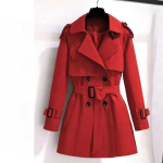 L&uuml;hike trenchcoat naistele, keskmise pikkusega, Briti stiilis, kitsas kevad-s&uuml;giseline vabaajajakk 2XL punane