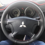 for Mitsubishi Pajero 2007-2014 Galant 2008-2012 Hand-Stitched Black Leather Non-slip Car Steering Wheel Cover 1