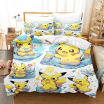 Pokemon 3D Pikachu Tekikatted Anime Tr&uuml;kitud Voodipesu lastele poistele t&uuml;drukutele t&auml;iskasvanutele Laste Voodipesu Komplekt Puhkusekingitus EU Single(135*200cm)3pcs