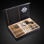 Rist roostevabast terasest s&ouml;&ouml;giriistade kinkekomplekt Jieyang s&ouml;&ouml;giriistad l&auml;&auml;ne toit steiginuga, kahvel ja lusikas 24-osaline kinkekarp h&otilde;be