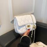 Suvine Uus Populaarne Mitmek&uuml;lgne Naiste Kott &Uuml;he &Otilde;la Crossbody Kott Teemantv&otilde;rk Kett Moodne Niche Lihtne Retro valge