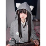 Kawaii magus Harajuku kapuutsiga pusero naistele Jaapani mood armas kassitikkimine t&otilde;mblukk rihmad kapuutsiga dressipluus pehme t&uuml;druk 2026 M hall v&auml;rv