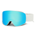 T&auml;iskasvanute magnetilised suusaprillid, unisex kahekihilised uduvastased suusaprillid, magnetiline kinnitus m&uuml;oopia kaitseks Magnetic white frame+Blue