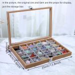 Natural crystal broken stone gem specimen box mineral crystal raw stone display box teaching ornamental stone collection Rosewood 24