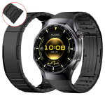 Titaanist rihmaga k&auml;ekellarihm Huawei Watch GT 6 Pro 46mm jaoks, ilma vahedeta, luksuslik metallist k&auml;ev&otilde;ru Huawei GT6 Pro asendusrihm For Huawei GT6 Pro must