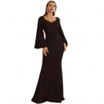 Naiste &otilde;htukleit, kelluke, varrukad, litrid A-joonega, &otilde;hukesed, madala l&otilde;ikega V-kaelusega maksikleit, selja keskosa, lukuga, suletav ballikleit L