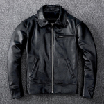 Uus esimene kiht veisenahk, Ehtne nahast jakk meestele, Noorte, Kitsa l&otilde;ikega, Rev&auml;&auml;riga, Vabaaja nahkjakk 5XL