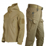 Military Shark Skin Soft Shell &uuml;likonnad meestele taktikalised tuulekindlad veekindlad jakid Meeste armee lahingup&uuml;ksid + meeste kapuutsiga matkamantlid S