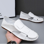 Suvised Disainer Meeste Gladiaatorid Must Valge Slip-on PU Nahast Vabaaja Kingad Mehelik Hingav Rannasandaalid V&auml;litingimustes Sussid 45 valge