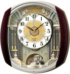 Seiko Kella Seinale Muusikaline Raadio 6 P&ouml;&ouml;rlev Tume Pruun Marmor RE564H Kell, Kell, Kontrollitud, Analoog, Meloodiad, Ornament, Muster,