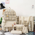 Seljakott, armas ruuduline p&otilde;hikooli seljakott naiste Korea versioon Trend seljakott viieosaline seljakoti komplekt 42x12x31cm parkkoor