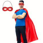 2 tk/komplekt &uuml;hev&auml;rviline t&auml;iskasvanute superkangelase keep silmamaskiga Cosplay kost&uuml;&uuml;m pikk keep Halloweeni superkangelase keep riietusesemed one size punane