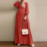 Moslemi Naiste Suur Suurus L&auml;his-Ida Vintage Mull-Varrukaga Kevad-S&uuml;gis &Uuml;hev&auml;rviline Moodne Elegantne Kleit S
