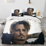3D Prinditud Johnny Depp Sarja Tekikott Voodipesukomplekt, Tekikoti Voodikomplekt Tekikate Padjap&uuml;&uuml;r, Kuninga Suuruse Kuninganna Suuruse Voodikomplekt Lastele AU Single 145x210cm black