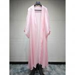 Eid Silky Abayas naistele moslem Jalabiya Ramadan R&uuml;&uuml; Kleit N&ouml;&ouml;p Varrukas Ramadan Caftan Peokleidid Vestido Largo Cardigan S roosa