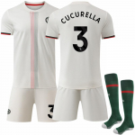 2025-26 Chelsea v&otilde;&otilde;rsilpaita #3 CUCURELLA Sporditreeningu s&auml;rgikomplekt sokkidega 16 valge
