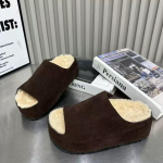 Korterid Sussid Naistele Suede Karusnahk Platvormkingad 2025 Trend Uued Pl&auml;tud Slingback Talv Naiste Slaidid Vabaaja Zapatillas 35 pruun