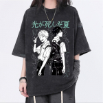 Anime The Summer Hikaru Died Vintage Pesitud T-s&auml;rk Meeste Naiste R&otilde;ivad Koomiks Manga T-s&auml;rgid Unisex Vabaaja &Uuml;lem&otilde;&otilde;tmeline Streetwear S mitmev&auml;rviline