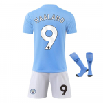 2324 Manchester City Haalandi jalgpallis&auml;rgi komplekt koduvorm sinine l&uuml;hikeste varrukatega hingav kiiresti kuivav 120-130 CM