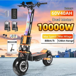 X8 Pro Must Oranz 10000W Kahemootoriline Maastiku-E-t&otilde;ukeratas, 60V 40Ah Aku, 70-80km/h, 120km S&otilde;iduulatus, 13 Maastikurehvid 10000W Dual Motor 60V 40Ah/