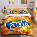 Fanta Orange Logo Prinditud Voodipesukomplekt Voodipesukomplekt (1 tekikott, 2 padjap&uuml;&uuml;ri, tekk ei kuulu komplekti) 135x200cm
