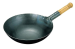 Yamada Kogyosho Yamada Raud K&auml;sitsi Sepistatud Puidust K&auml;epidemega Hiina Wok 36cm gray