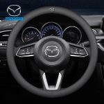 38CM s&uuml;sinikkiust nahast rooliratta kate Mazda Axela Atenza 3 2 6 CX3 CX5 CX30 CX8 CX9 MX5 RX7 RX8 SKYACTIV jaoks