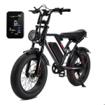 OOKTEK Elektrijalgratas 20 -1000W-48V 17,5Ah Eemaldatav aku-50km/h-150kg-T&auml;iskasvanute m&auml;giratas-T&auml;iss&uuml;steemiga fat bike-S8 Must