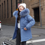 Naiste talvine vabaaja reguleeritava v&ouml;&ouml;kohaga kapuutsiga karusnahast krae jakk Parka puuvillane vooder l&uuml;hike mantel.. XXXL gray