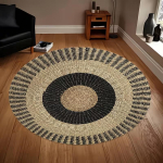 Rustikaalse puidus&uuml;&uuml;ga &uuml;mmargune vaip Looduslik puur&otilde;ngaste kontsentrilise ringi tekstuuriga Libisemiskindel p&otilde;randamatt Minimalistlik kodu kaunistus 120X120CM