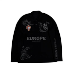 DRIPX Retro pikkade varrukatega polos&auml;rk Y2k Vabaaja lahtine kirjamustriga tikitud t-s&auml;rk Street dressipluus Meeste puuvillane jersey kraega Golf M black