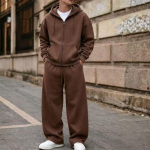 Ameerika Mood &Uuml;hev&auml;rviline Lukuga Kapuutsikas & Laiade S&auml;&auml;ristega P&uuml;kste Komplekt - Vabaaja High Street Hip Hop Stiil S brown