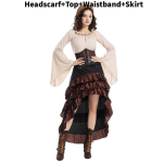 Keskaegne Piraadi Pere Kost&uuml;&uuml;mikomplekt Rufflepikkude Kleitidega Halloweeni Cosplayks Adult Apricot,XXL white