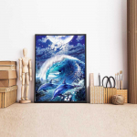 Teemantmaal Maaliline t&auml;is&uuml;mmargune tikandid Ristpistes Delfiinide teemant Pilt kividest 20X30CM