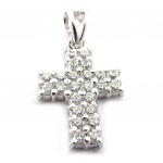 Les Tr&eacute;sors De Lily [K5817] - Pendentif Argent 'Croix' blanc valge