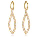 Les Tr&eacute;sors De Lily [Q2619] - kullatud k&otilde;rvar&otilde;ngad  Sissi  valgest kullast - 25x6 mm valge