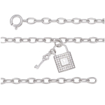 Altesse [Q3763] - Bracelet argent 'Cadenas Sublime' blanc argent&eacute; (rhodi&eacute;) - 12x10 mm valge