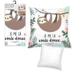 Les Tr&eacute;sors De Lily [Q5847] - Disainer padjakate 'Paresseux' taupe roheline valge (ma v&otilde;tan rahulikult) - 40x40 cm pruun