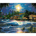 5D Teemantmaal Meremaja maastik Teemantmosaiik t&auml;isring puur Teemanttikandid 20X30CM