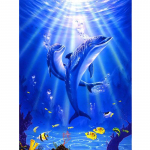 5D DIY J&otilde;ulud Teemantmaal Teemantmosaiik Delfiin Pilt Teemanttikandid Ristpistes Kodukaunistus Full Round 20X30CM punane